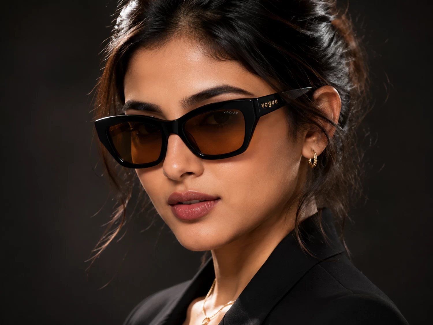 Vogue Black Brown Geometric Women Sunglass (VO5658-SU W44/73 53)