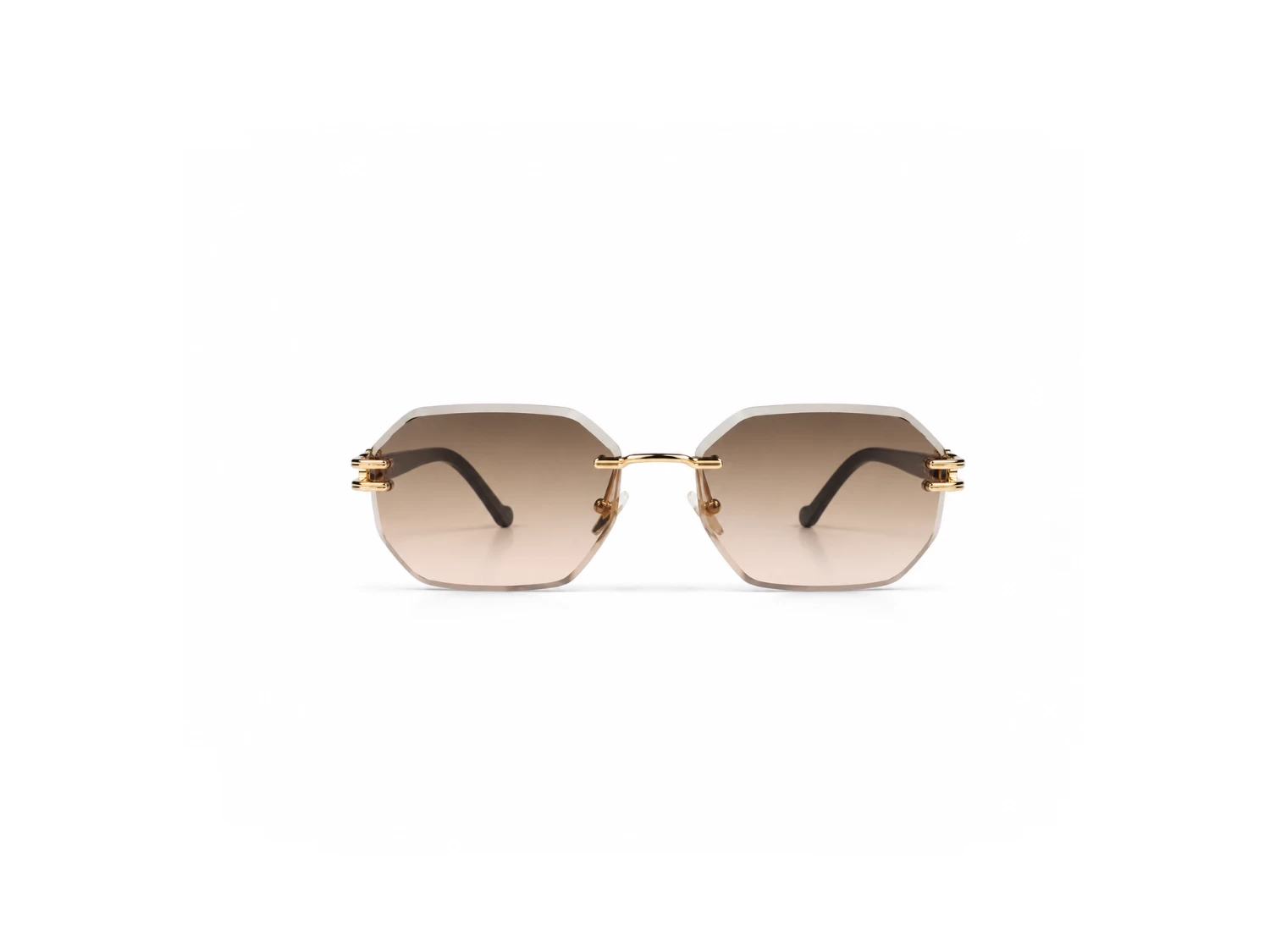 Lewis Hamilton Brown Gradient Rimless Geometric Unisex Sunglass (58604 58 17-136)